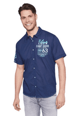 Camp David  Pánska košeľa s krátky rukávom Tmavá modrá 2XL