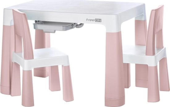 Freeon Plastový stolík so stoličkami Neo, biela/ružová
