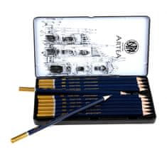 Astra ARTEA Umelecké skicovacie ceruzky v plechovej krabičke, sada 12ks, 8B - 3H, 206120013