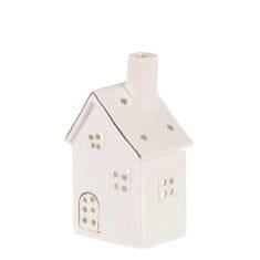 Domček porcelánový na čajovú/LED sviečku, biely lesklý Veľkosť: Malý