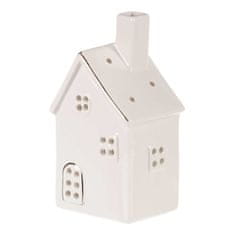 Domček porcelánový na čajovú/LED sviečku, biely lesklý Veľkosť: Malý