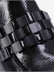 Högl Čierne dámske kožené lakované členkové topánky na podpätku Högl Maggie 37