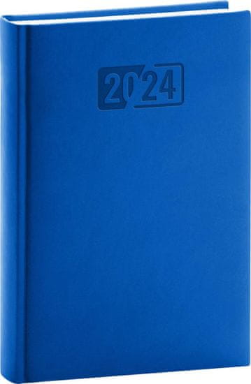 Diár 2024: Aprint - modrý, denný, 15 × 21 cm