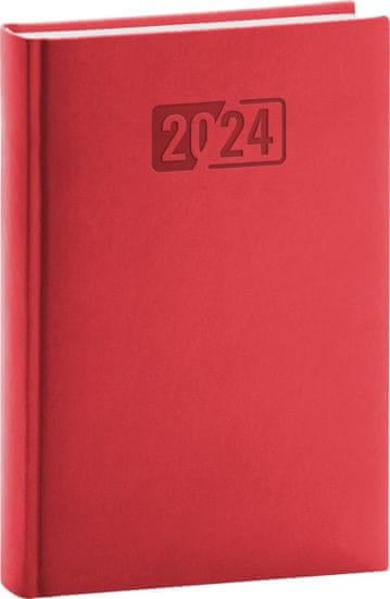 Diár 2024: Aprint - červený, denný, 15 × 21 cm