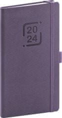 Diár 2024: Catanella - fialový, vreckový, 9 × 15,5 cm