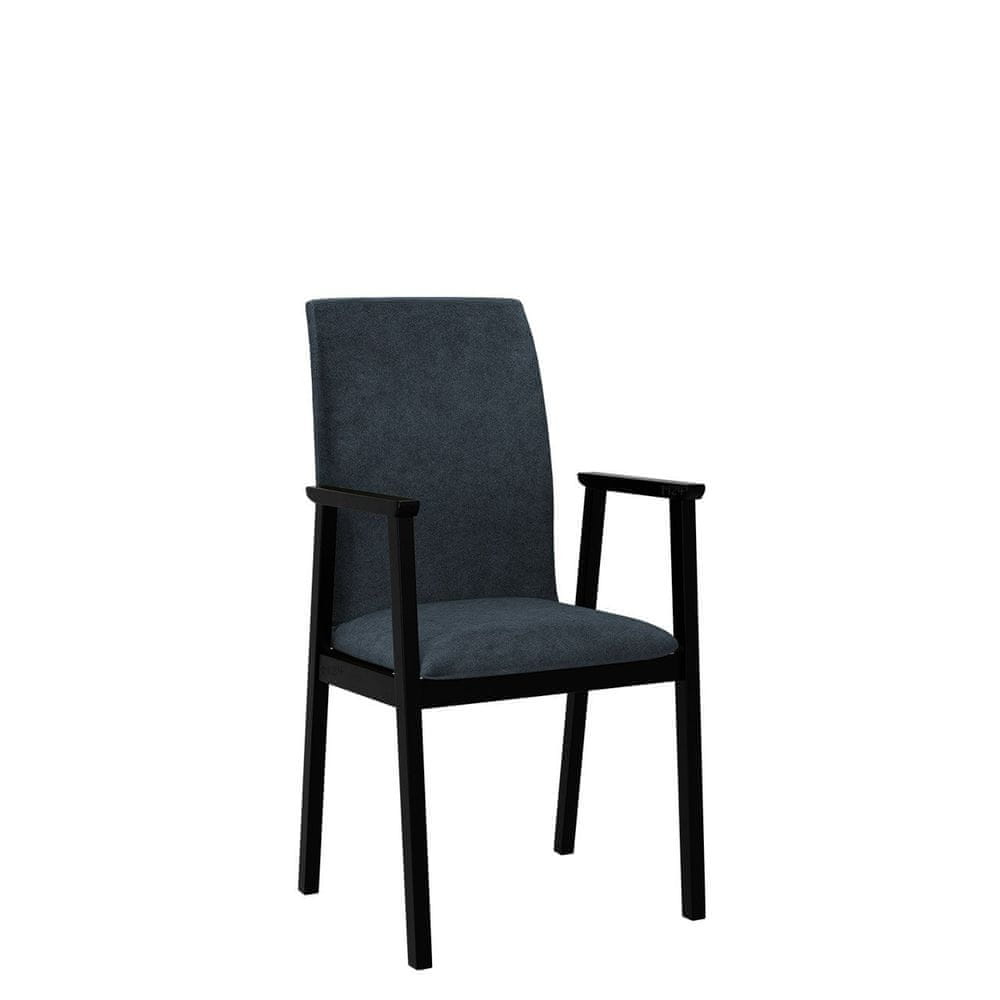 Veneti Čalúnená jedálenská stolička s podrúčkami NASU 1 - čierna / námornícka modrá