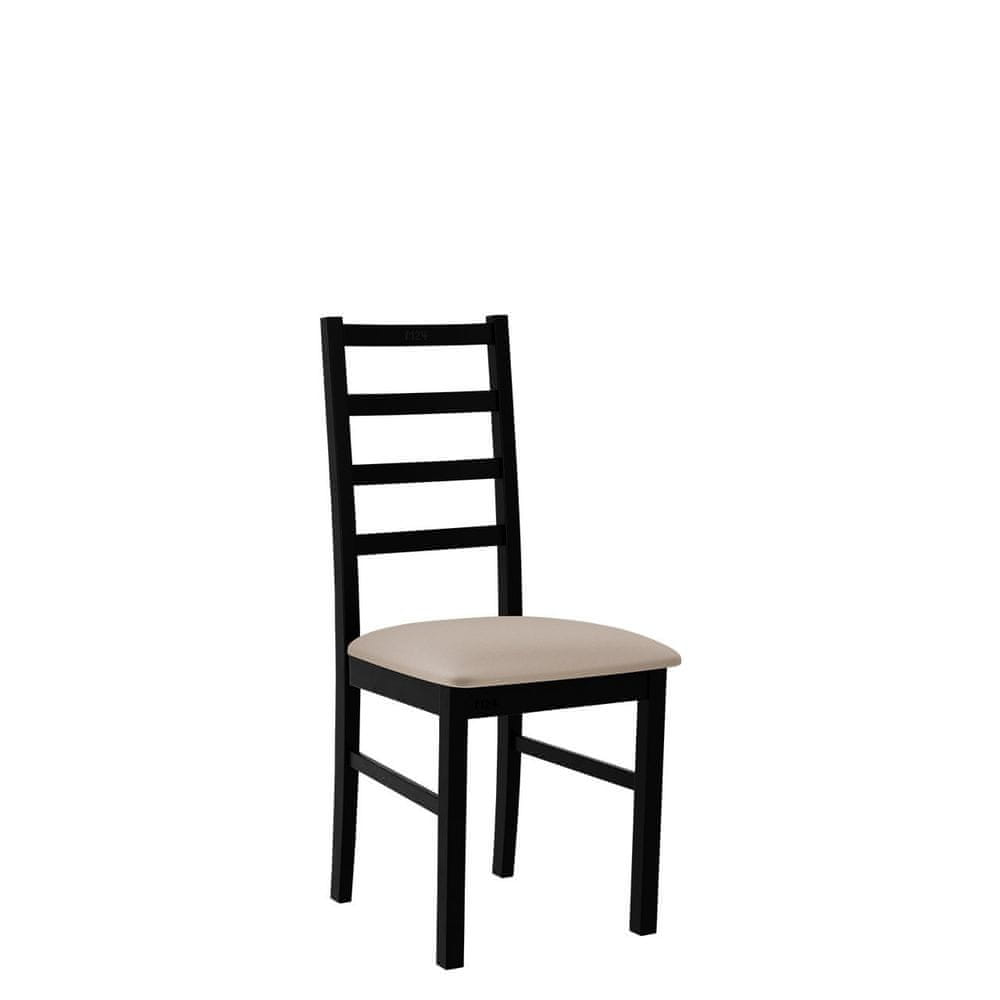 Veneti Drevená jedálenská stolička s látkovým poťahom DANBURY 8 - čierna / béžová