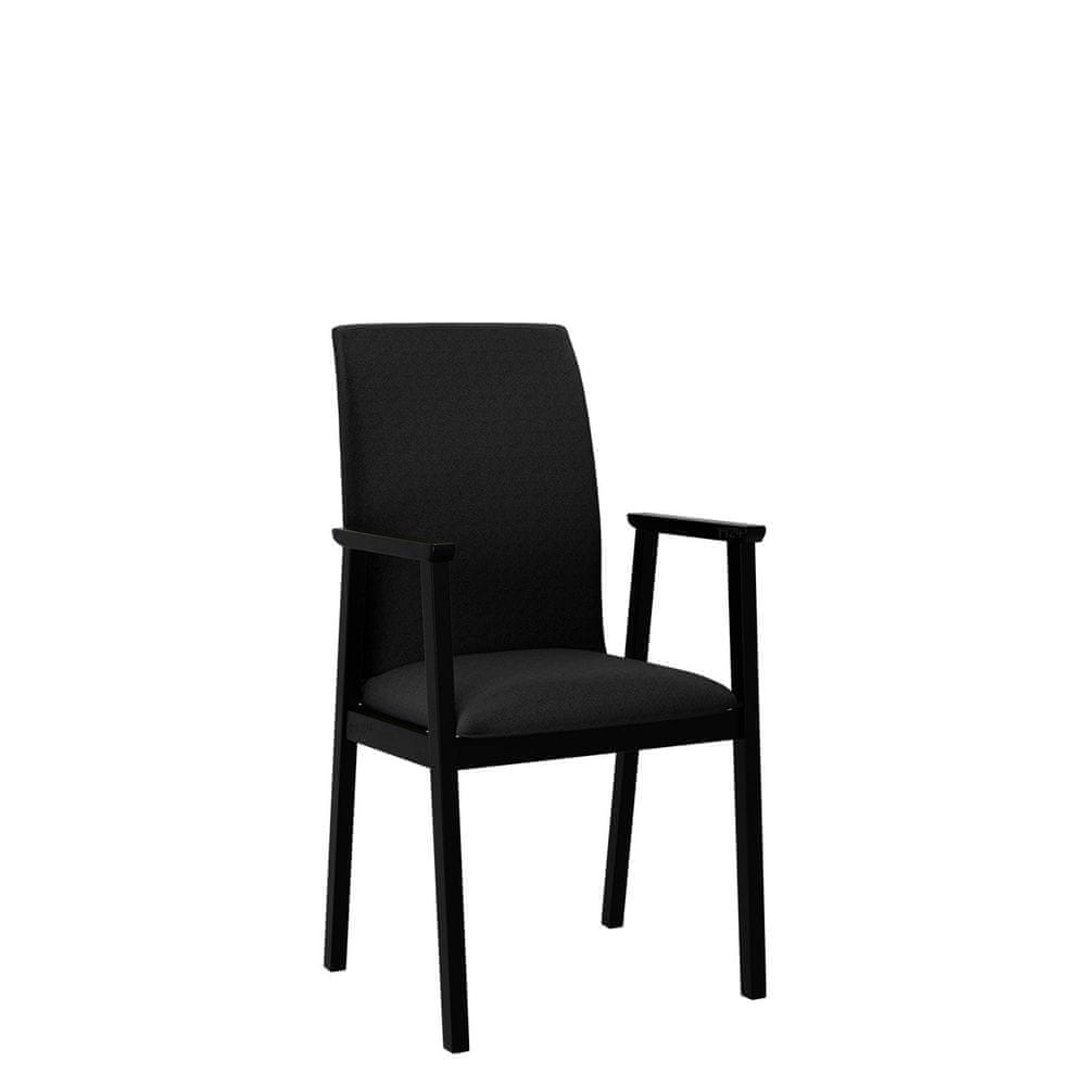 Veneti Čalúnená jedálenská stolička s podrúčkami NASU 1 - čierna