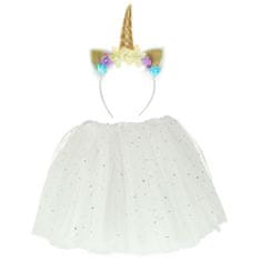 Aga Karnevalový kostým Jednorožec + čelenka + sukňa Biela