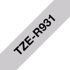 BROTHER TZE-R931 čierna na strieborné, 12 mm, textilná páska