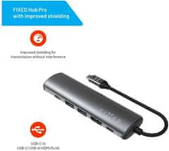 FIXED USB-C hliníkový 6-portový HUB Pro, šedá