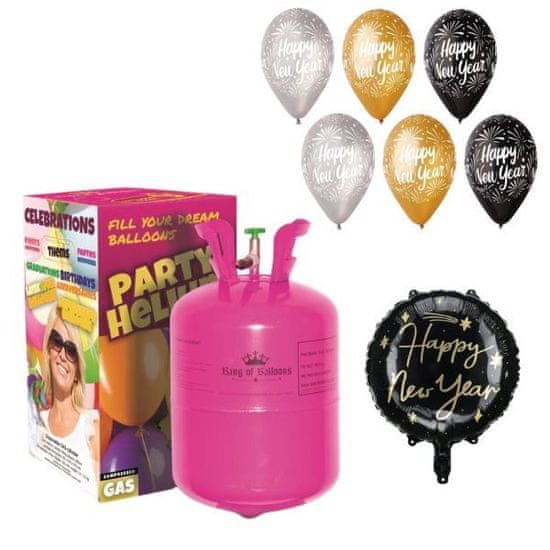 Hélium a sada balónikov - mix Happy New Year - 7 ks - Silvester