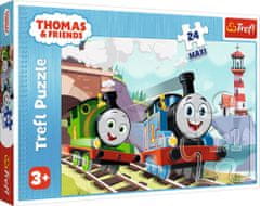 Trefl Puzzle Mašinka Tomáš: Tom a Percy na koľajniciach MAXI 24 dielikov