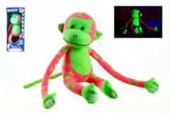 Svietiaca plyšová opica ružová/zelená