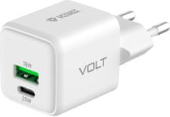Yenkee GaN síťová nabíječka YAC G38 VOLT, USB-A, USB-C, 18W+20W, biela