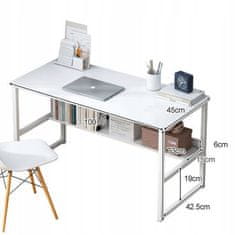 Počítačový stôl, biely stôl, stôl pre mladých, stôl s policou, MUVU, LOFT