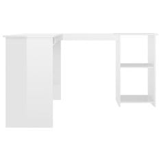 Vidaxl Rohový stôl v tvare L, lesklý biely 120x140x75 cm, drevotrieska