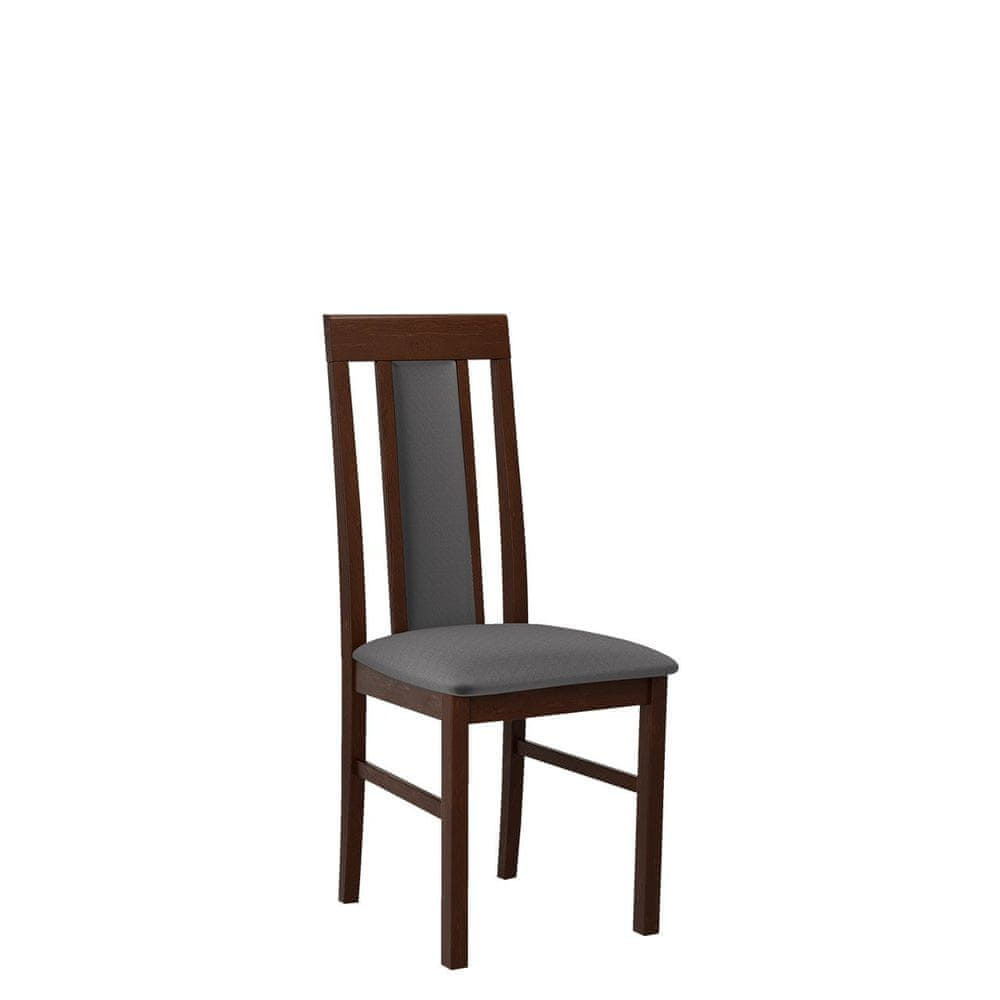 Veneti Drevená jedálenská stolička s látkovým poťahom DANBURY 2 - orech / tmavá šedá