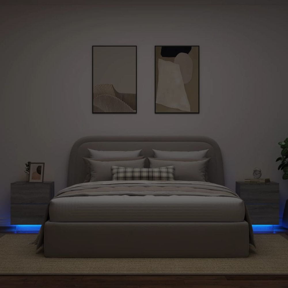 Petromila vidaXL Nočné stolíky s LED svetlami 2 ks sivá sonoma kompozitné drevo