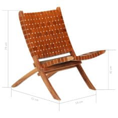 Vidaxl Skladacia stolička, prepletaný dizajn, hnedá, umelá koža