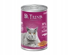 DR. TREND Kompletné krmivo s lososom, kúsky v jemnej omáčke pre dospelé mačky všetkých plemien po sterilizácii, 10 x 400 g