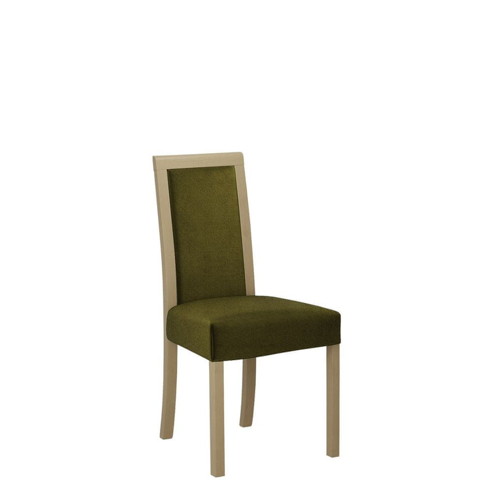 Veneti Jedálenská stolička s látkovým poťahom ENELI 3 - dub sonoma / tmavá olivová