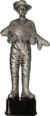 TRYUMF Figúrka odliavaná rybár striebro 30 cm