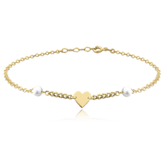 MINET Zlatý náramok so srdcom a prírodnými perlami Au 585/1000 1,30g