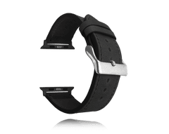 LAVVU Čierny kožený remienok TOP GRAIN pre hodinky APPLE WATCH 38-40 mm