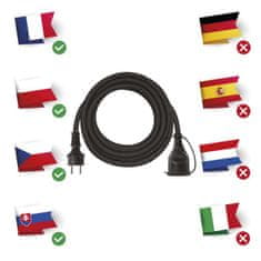 EMOS Vonkajší predlžovací kábel 5 m / 1 zásuvka / čierny / guma-neoprén / 230 V / 1,5 mm2