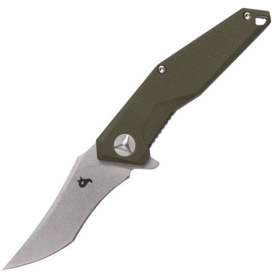 Fox Knives BLACK FOX BF-729 SW "KRAVI" Black vreckový nôž 7 cm, Stonewash, zelená, G10