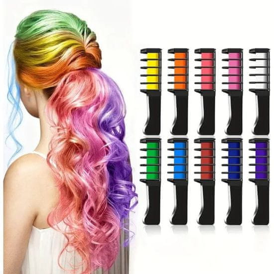 Mormark Hrebienky s farebnými kriedami na dekoratívne farbenie vlasov (sada 10 farieb) | CHROMAHAIR