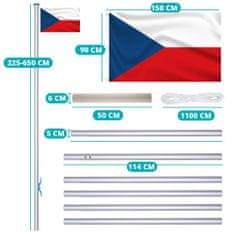 Timeless Tools Vlajkový stožiar s českou vlajkou, 90x150 cm