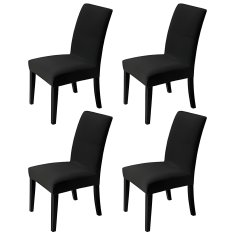 HOME & MARKER® Elastické prateľné viacfarebné poťahy na stoličky (4ks) – čierna | CHAIRGLAM