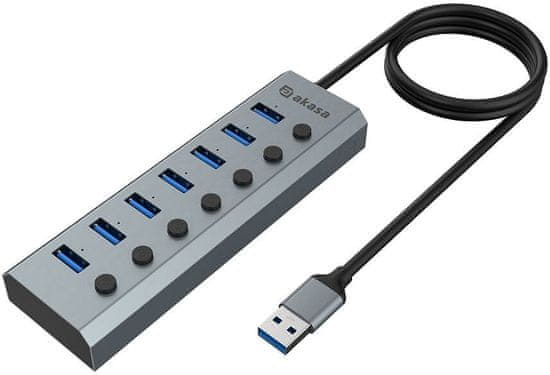 Akasa USB hub Connect 7 IPS, s vypínači