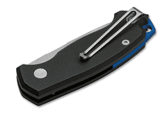 Böker Plus 01BO625 KOMPAKT automatický vreckový nôž 5,3 cm, čierna, modrá, hliník, puzdro 