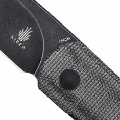 Kizer V4499C2 Feist(XL) Black vreckový nôž 8,5 cm, Black Stonewash, čierna, Micarta