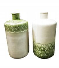 Kaemingk Dekoratívna keramická váza biela a zelená 36 cm