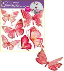 Anděl Přerov Detské nálepky na stenu motýle ružové 3D 30,5x30,5 cm
