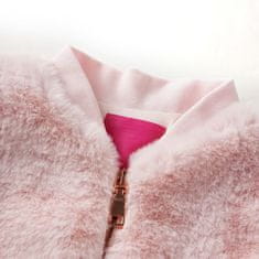 Vidaxl Detská bunda z umelej kožušiny jemná ružová 116