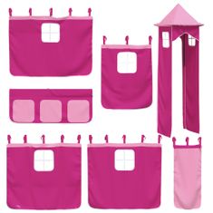 Vidaxl Závesy pre poschodovú posteľ s vežou ružové polyester