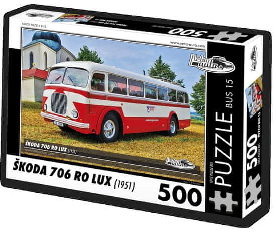 RETRO-AUTA© Puzzle BUS č. 15 Škoda 706 RO LUX (1951) 500 dielikov