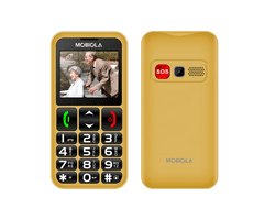 Mobiola MB700 Senior, jednoduchý mobilný telefón pre seniorov, SOS tlačidlo, nabíjací stojan, 2 SIM, zlatý