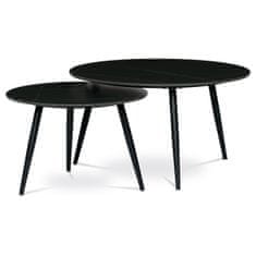 Autronic Sada 2 konferenčných stolov o80cm a o60cm, čierna keramická doska, čierne kovové nohy