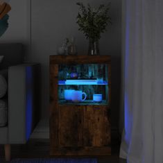 Petromila vidaXL Bočná skrinka s LED svetlami dymový dub kompozitné drevo