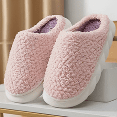 HOME & MARKER® Teplé zimné protišmykové papuče unisex – ružová 36/37 | COZYSTEPS