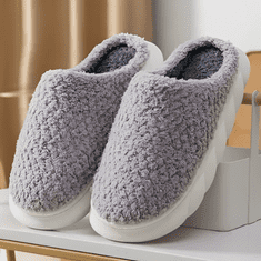 HOME & MARKER® Teplé zimné protišmykové papuče unisex – šedá 38/39 | COZYSTEPS