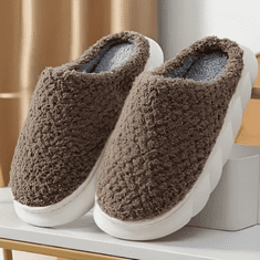 HOME & MARKER® Teplé zimné protišmykové papuče unisex – hnedá 40/41 | COZYSTEPS