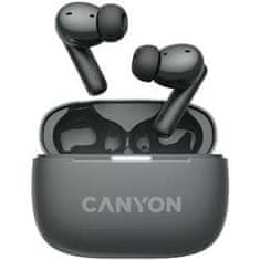 Canyon OnGo 10 ANC, TWS-10 ANC+ENC slúchadlá s mikrofónom, BT V5.3 BT8922F, púzdro 500mAh+40mAh, Quick charge, sivá
