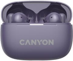 Canyon OnGo 10 ANC, TWS-10 ANC+ENC slúchadlá s mikrofónom, BT V5.3 BT8922F, púzdro 500mAh+40mAh, Quick charge, fialová